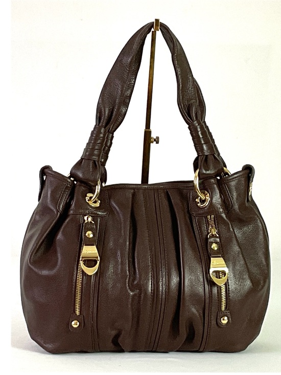 B Makowsky Handbags - NWOT- B Makowsky brown, pleated, leather, goldtone hardware hobo shoulder bag
